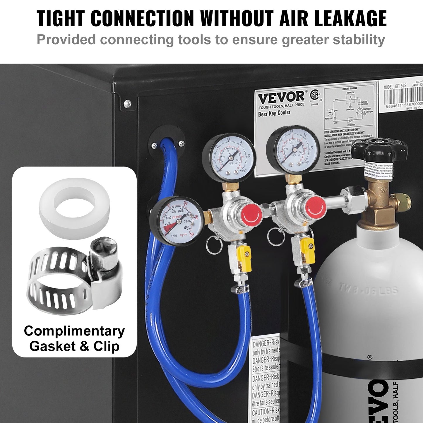 Triple Gauge Regulator, CO2 Regulator Gauge with 0-60PSI, Heavy Duty CO2 Gauge Gas System, Draft Beer Regulator with Check Valve, Adjustable Pressure Regulator for Draft Beer Homebrew, CGA320