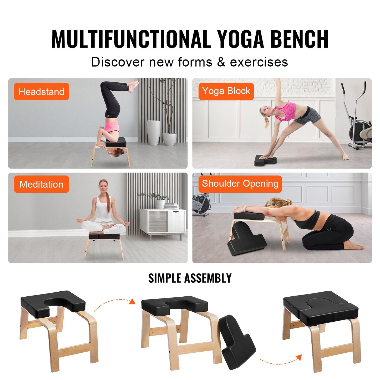 Yoga Headstand Bench Inversion Chair Workout Exercise Cardio
