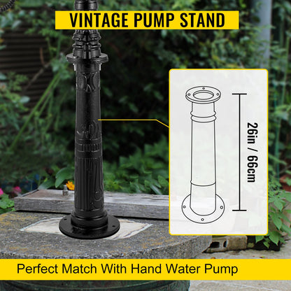 Antique Hand Water Pump Stand Pitcher Pump Stand Cast Iron Well Pump Stand with Pre-set 0.5\" Holes for Easy Installation Old Fashion Pitcher Hand Pump Stand for Home Yard Pond Garden Outdoors B