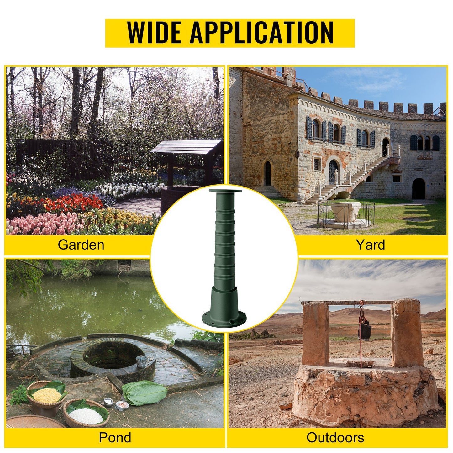 Antique Hand Water Pump Stand Pitcher Pump Stand Cast Iron Well Pump Stand with Pre-set 0.5\" Holes for Easy Installation Old Fashion Pitcher Hand Pump Stand for Home Yard Pond Garden Outdoors G