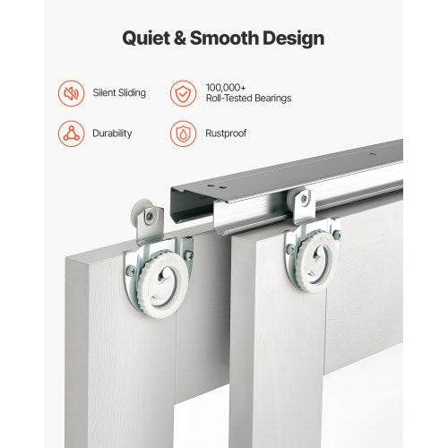 Skjutdörr till garderob, 1524 mm (dubbel 787 mm) x 2032 mm, 5-liters skjutdörrar i frostat glas med beslag, massivt trä och MDF-skiva med vattentät PVC-yta för garderober i sovrum |  EU