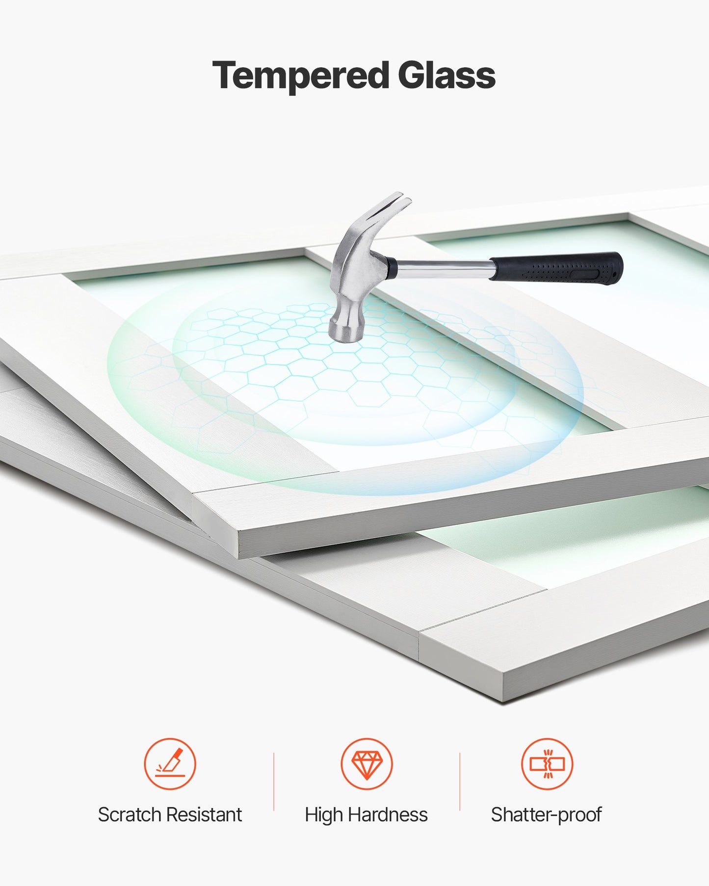 Sliding Closet Door, 60" (Double 31") x 80", 5-Lite Frosted Glass Bypass Sliding Doors with Hardware Kit & Floor Guide, Solid Wood & MDF Slab with Water-Proof PVC Surface for Closets Bedrooms