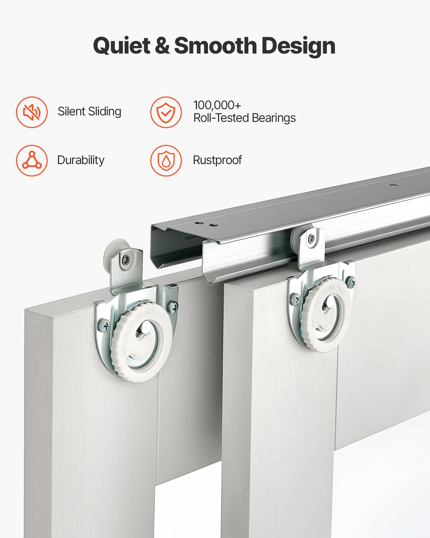 Sliding Closet Door, 60" (Double 31") x 80", 5-Lite Frosted Glass Bypass Sliding Doors with Hardware Kit & Floor Guide, Solid Wood & MDF Slab with Water-Proof PVC Surface for Closets Bedrooms