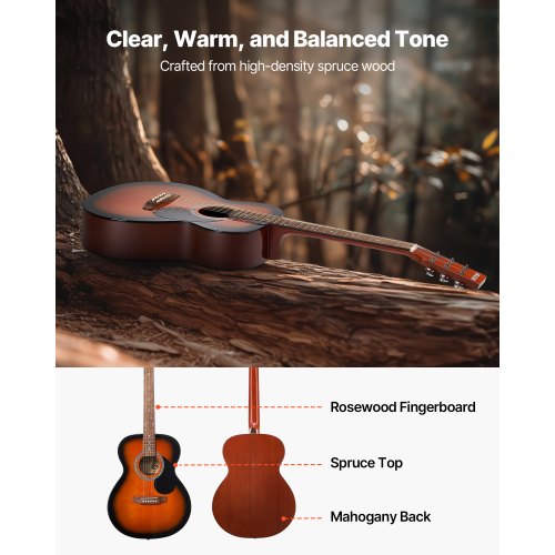 40-Zoll-Dreadnought-Akustikgitarre, Anfänger-Set, Gigbag, für Erwachsene, Sunburst