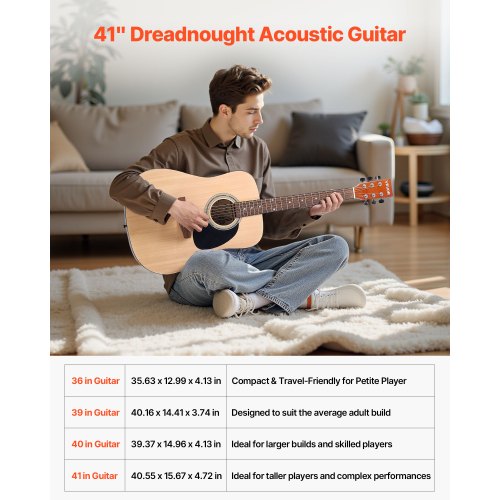 41-Zoll-Dreadnought-Akustikgitarre, natürliches Anfänger-Set, Gigbag für Erwachsene