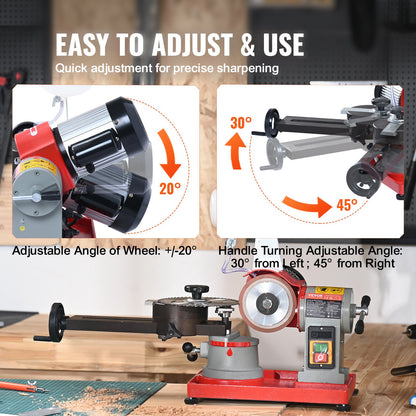 Circular Saw Blade Sharpener, 370W Saw Blade Grinding with Water Injection, Water Injection Circular Saw Blade Sharpening & 6 Saw Centerings, 5-inch Grinding Wheel for Carbide Tipped Saw Blades