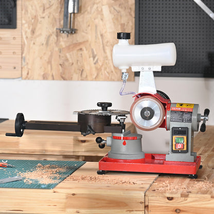 Circular Saw Blade Sharpener, 370W Saw Blade Grinding with Water Injection, Water Injection Circular Saw Blade Sharpening & 6 Saw Centerings, 5-inch Grinding Wheel for Carbide Tipped Saw Blades
