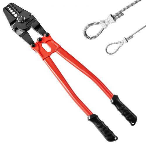 24" Hand Swager Cable Wire Rope Cutter Swage 1/16" 3/32" 1/8" 5/32" 3/16" Aluminum Sleeves Copper