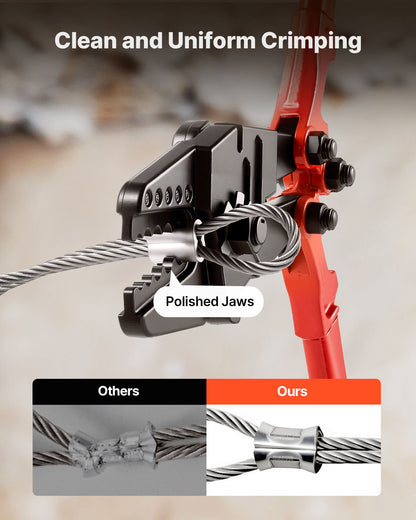 24" Hand Swager Cable Wire Rope Cutter Swage 1/16" 3/32" 1/8" 5/32" 3/16" Aluminum Sleeves Copper