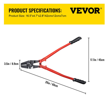 24-Zoll-Hand-Crimpwerkzeug, 5 Hohlräume, 1/16 bis 3/16 Zoll Crimpwerkzeug für ovale Kupfer-Aluminium-Aderendhülsen und Stopper-Aderendhülsen, Draht-Crimpwerkzeug, Propress-Stauchenwerkzeug, langer Griff, arbeitssparend