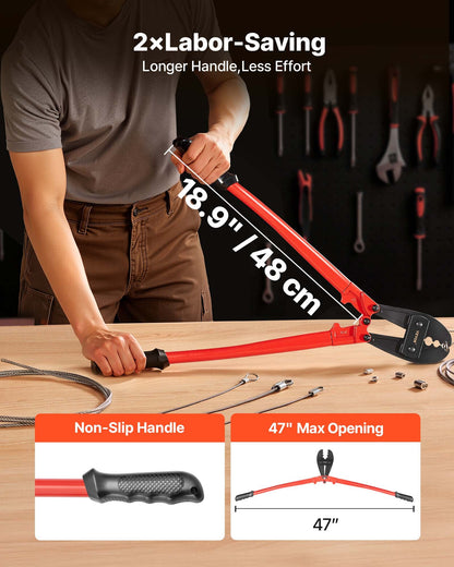 30" Hand Swager, Swaging Tool for 5/32", 1/4" and 5/16"聽 Wire Rope Cable
