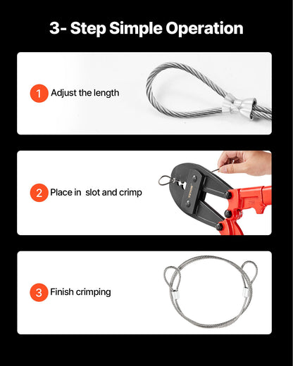 30" Hand Swager, Swaging Tool for 5/32", 1/4" and 5/16"聽 Wire Rope Cable