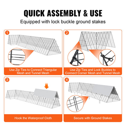 Hühnertunnel, 157,5 x 39,4 x 24,2 Zoll (L x B x H) Hühnertunnel für den Bauernhof, tragbare Hühnertunnel für den Außenbereich mit Eckrahmen, Hühnerauslauf, geeignet für Hühner, Enten, Kaninchen