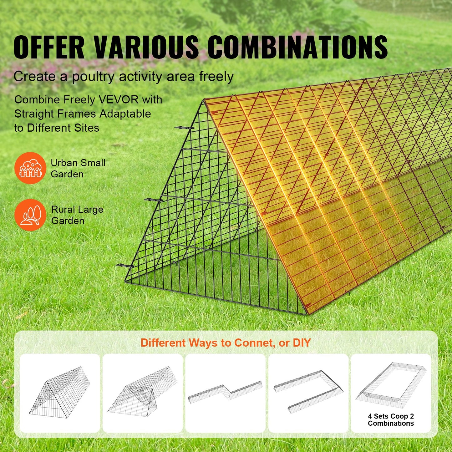 Chicken tunnels, 118.1 x 28 x 24.2 inches (LxWxH) chicken tunnels for the farm, portable chicken tunnels for easy installation outdoors, chicken coop, suitable for chickens, ducks, rabbits