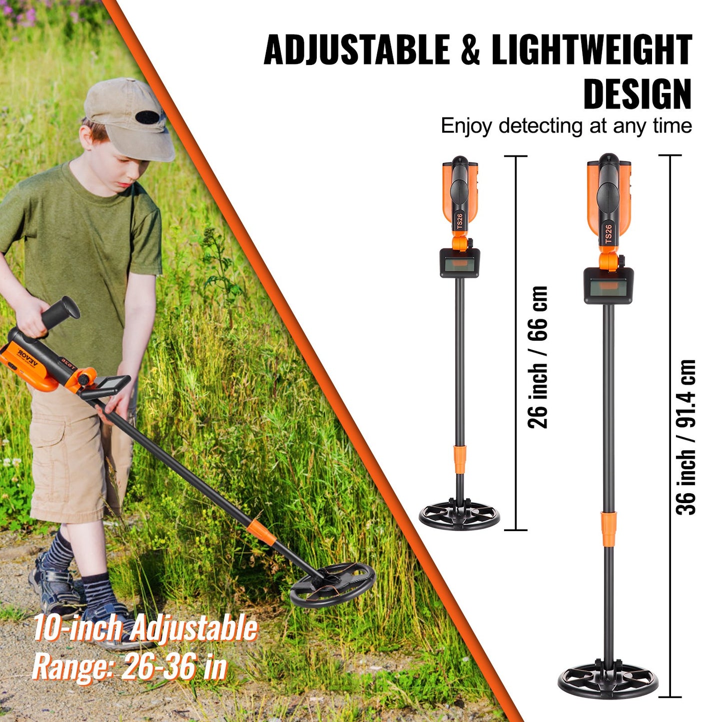 Metal Detector for Kids, 6 Inch, 25''-37'' Adjustable Gold Detector, IP68 Waterproof Search Coil with LCD Display Advanced DSP Chip, Lightweight for Junior & Youth Detecting Gold Coin Treasure