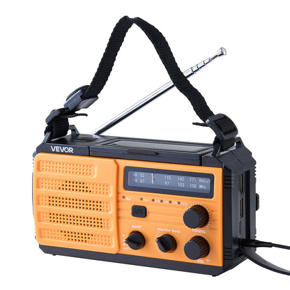 Emergency Weather Radio, 8000mAh Battery, FM/AM/WB/NOAA Alert Solar Hand Crank Emergency Radio, Type-C Charging, USB Cable, SOS Alarm and Flashlight, Portable for Outdoor Emergencies, Camping