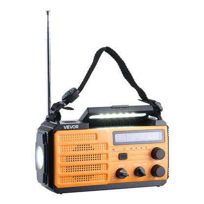 Emergency Weather Radio, 8000mAh Battery, FM/AM/WB/NOAA Alert Solar Hand Crank Emergency Radio, Type-C Charging, USB Cable, SOS Alarm and Flashlight, Portable for Outdoor Emergencies, Camping