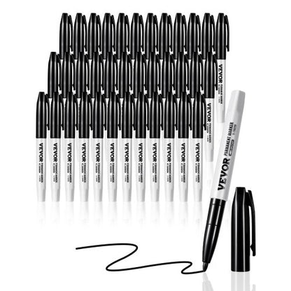 Permanent Markers, 36 Pack Black Permanent Marker Set, Quick Drying & Fade Resistant, Fine Point Markers for Plastic, Paper, Metal, and More