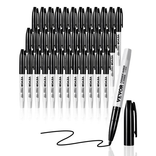Permanent Markers, 36 Pack Black Permanent Marker Set, Quick Drying & Fade Resistant, Fine Point Markers for Plastic, Paper, Metal, and More