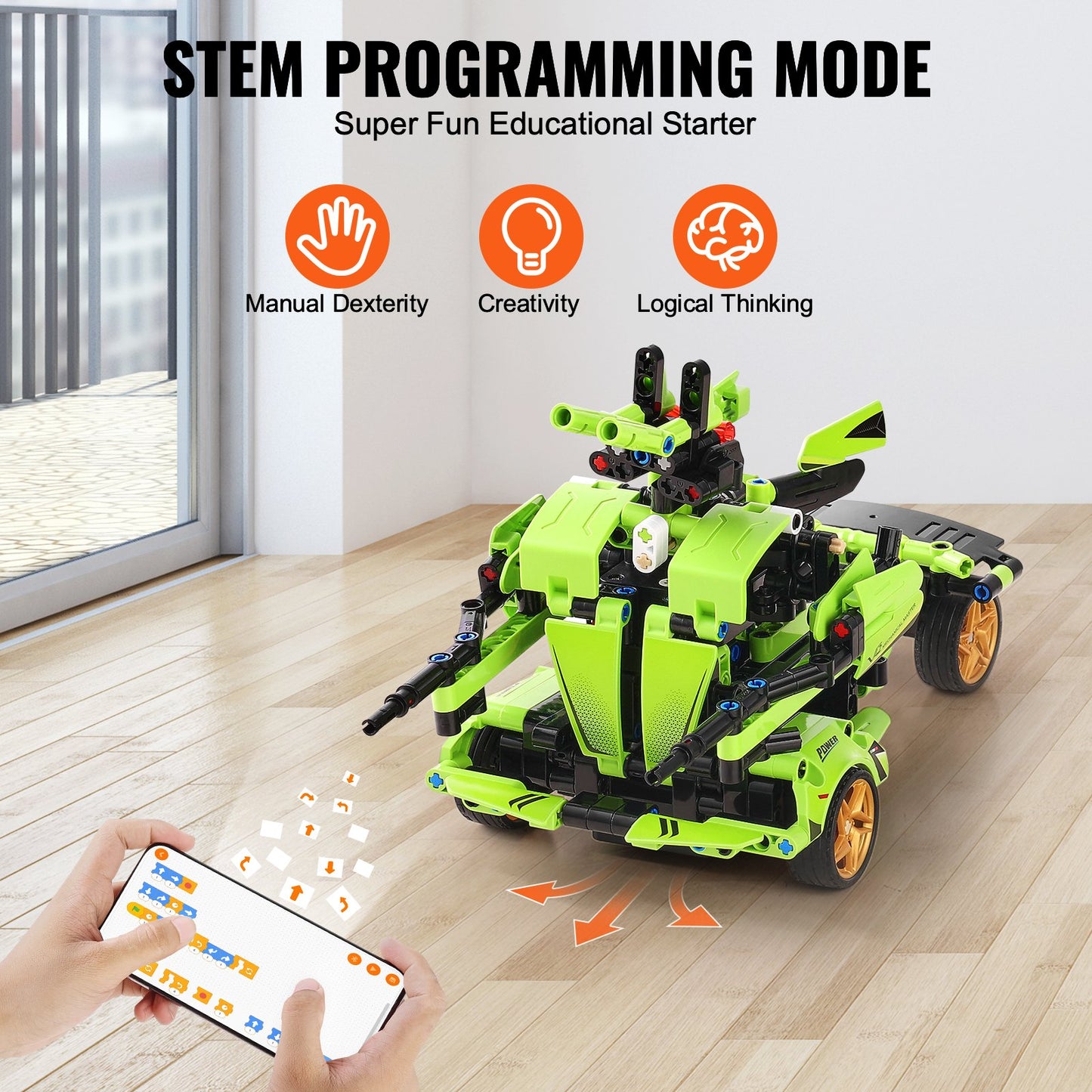 STEM Byggleksaker för barn 2 i 1 App & Fjärrkontroll Bil/Robot 461 PCS