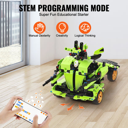 STEM Byggleksaker för barn 2 i 1 App & Fjärrkontroll Bil/Robot 461 PCS