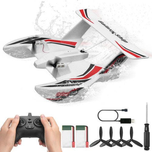 RC Plane, 2.4GHZ 3 Channel Remote Control Airplane with 6-Axis Gyro Stabilizer, Ready to Fly Amphibious Aircraft Plane Toy with 2 Batteries, Easy to Fly RC Glider for Adults Kids Beginners Boys