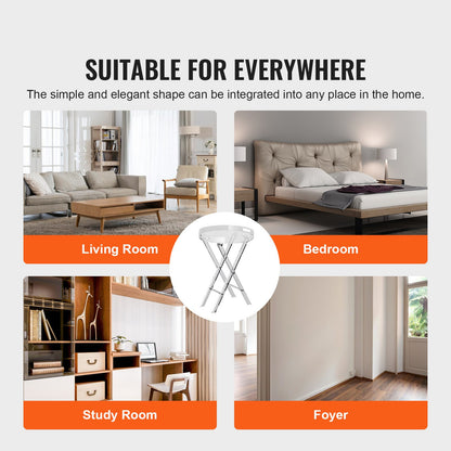 Acrylic Folding Tray Table, Acrylic End Table with Folding X Leg, Clear Acrylic Side Table for Coffee, Drink, Food, Snack used in Living Room, Bedroom, and Study