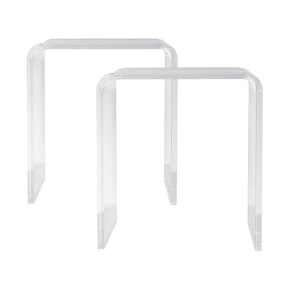 Acrylic End Table, 2 pcs C-Shaped Lucite Side Tables, Clear Acrylic Side Table for Drink, Food, Snack used in Living Room, Bedroom, and Study