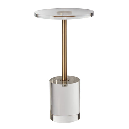 Clear Acrylic End Table, Acrylic Side Table with a Solid Base, 11.9 x 11.9 inch Round Tabletop, 21.4 inch High, for Coffee, Drink, Food, Snack used in Living Room, Bedroom, and Study