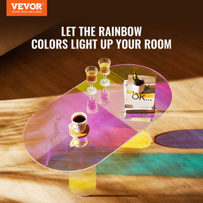 Acryl-Couchtisch, schillernder Acryl-Beistelltisch, 13,8 Zoll hoher, farbenfroher Acryl-Beistelltisch, für Kaffee, Getränke, Speisen, Snacks zur Verwendung im Wohnzimmer, im Innenhof, auf der Terrasse