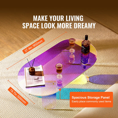 Acryl-Couchtisch, schillernder Acryl-Beistelltisch, 13,8 Zoll hoher, farbenfroher Acryl-Beistelltisch, für Kaffee, Getränke, Speisen, Snacks zur Verwendung im Wohnzimmer, im Innenhof, auf der Terrasse