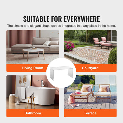 Acryl-Couchtisch, C-förmiger Beistelltisch aus klarem Acryl, 16,3 Zoll hoher transparenter Acryl-Beistelltisch, für Kaffee, Getränke, Speisen und Snacks zur Verwendung im Wohnzimmer, im Innenhof und auf der Terrasse