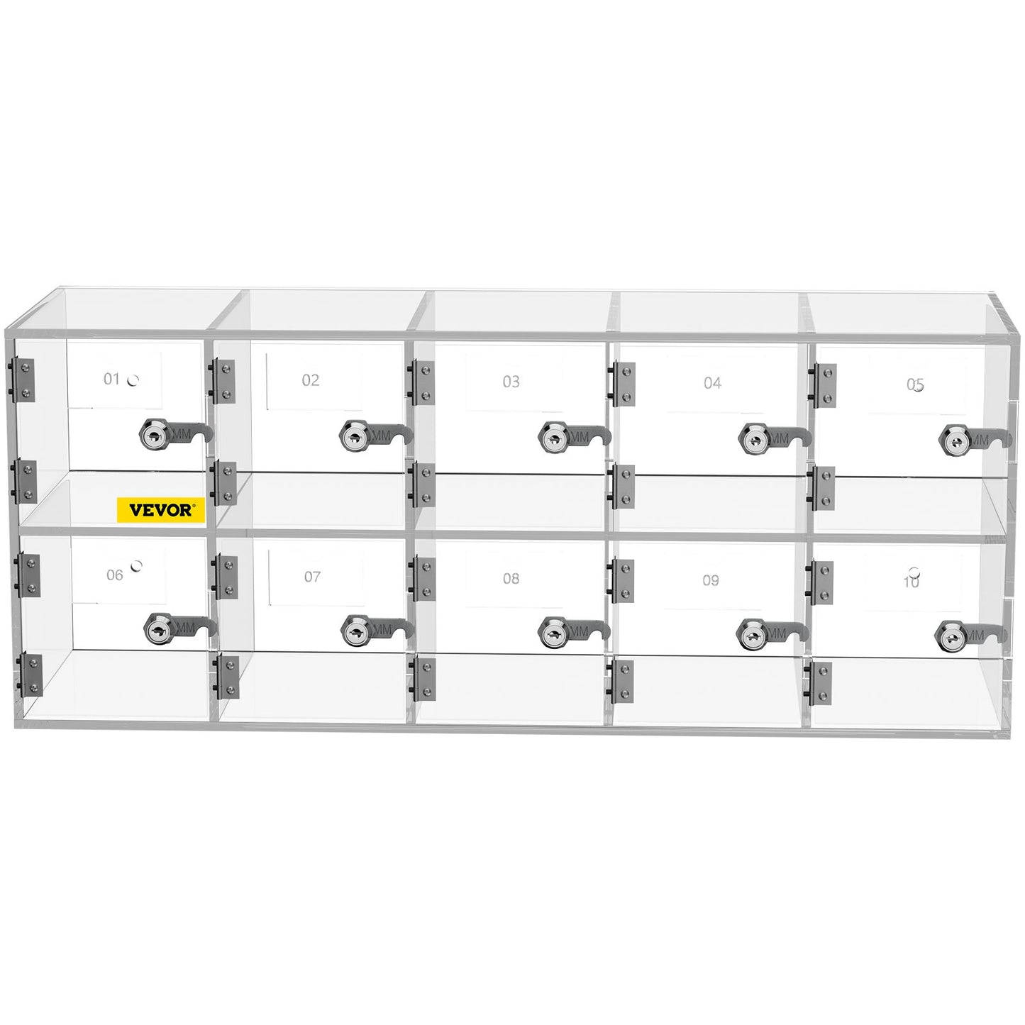 Mobile Phone Storage Cabinet, Acrylic Material with 10 Compartments with Door Lock and Keys, Wall Mounted Cabinet Pocket Office Gym Box for Classroom, Clear