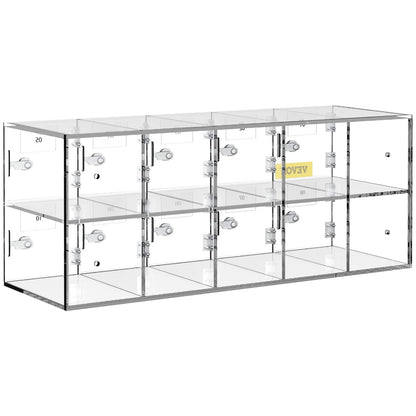 Mobile Phone Storage Cabinet, Acrylic Material with 10 Compartments with Door Lock and Keys, Wall Mounted Cabinet Pocket Office Gym Box for Classroom, Clear