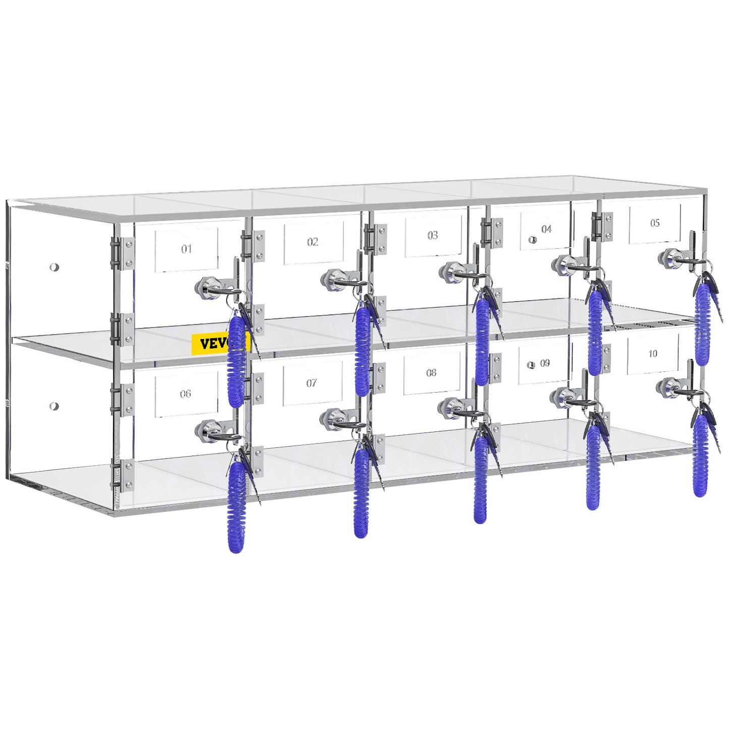 Cell Phone Storage Locker, 10 Slots Acrylic Material with Door Locks and Keys, Wall-Mounted Cabinet Pocket Office Classroom Gym Box, Clear