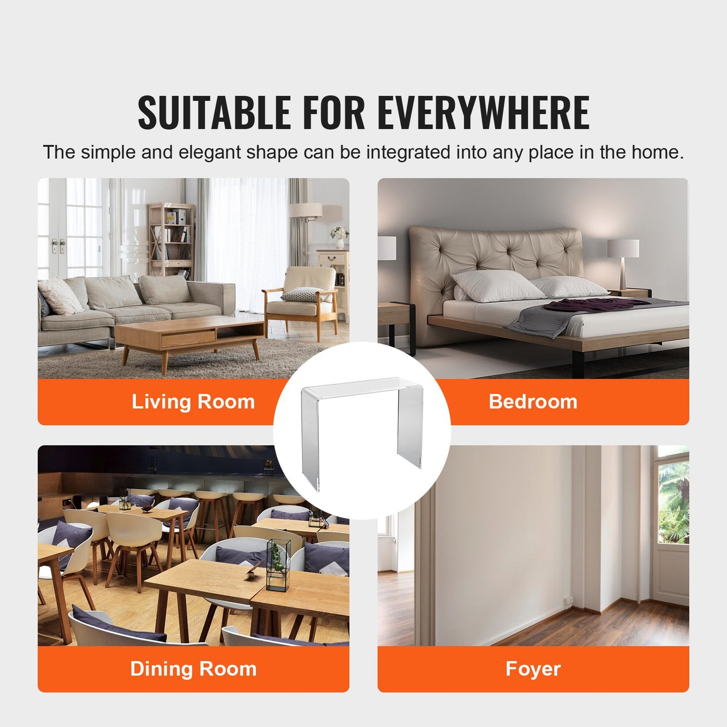 Acrylic Console Table, Clear Acrylic End Table, Transparent Acrylic Side Table 37.95x15x29.13 inch, for Foyer, Living Room, Dining Room