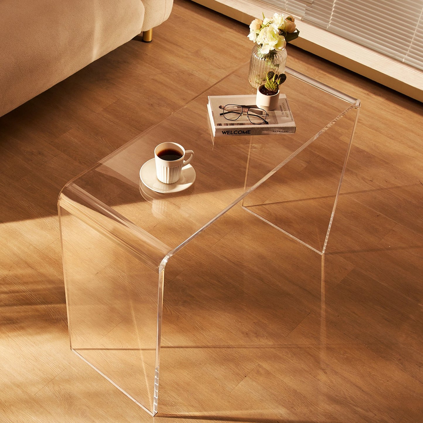 Acrylic Console Table, Clear Acrylic End Table, Transparent Acrylic Side Table 37.95x15x29.13 inch, for Foyer, Living Room, Dining Room