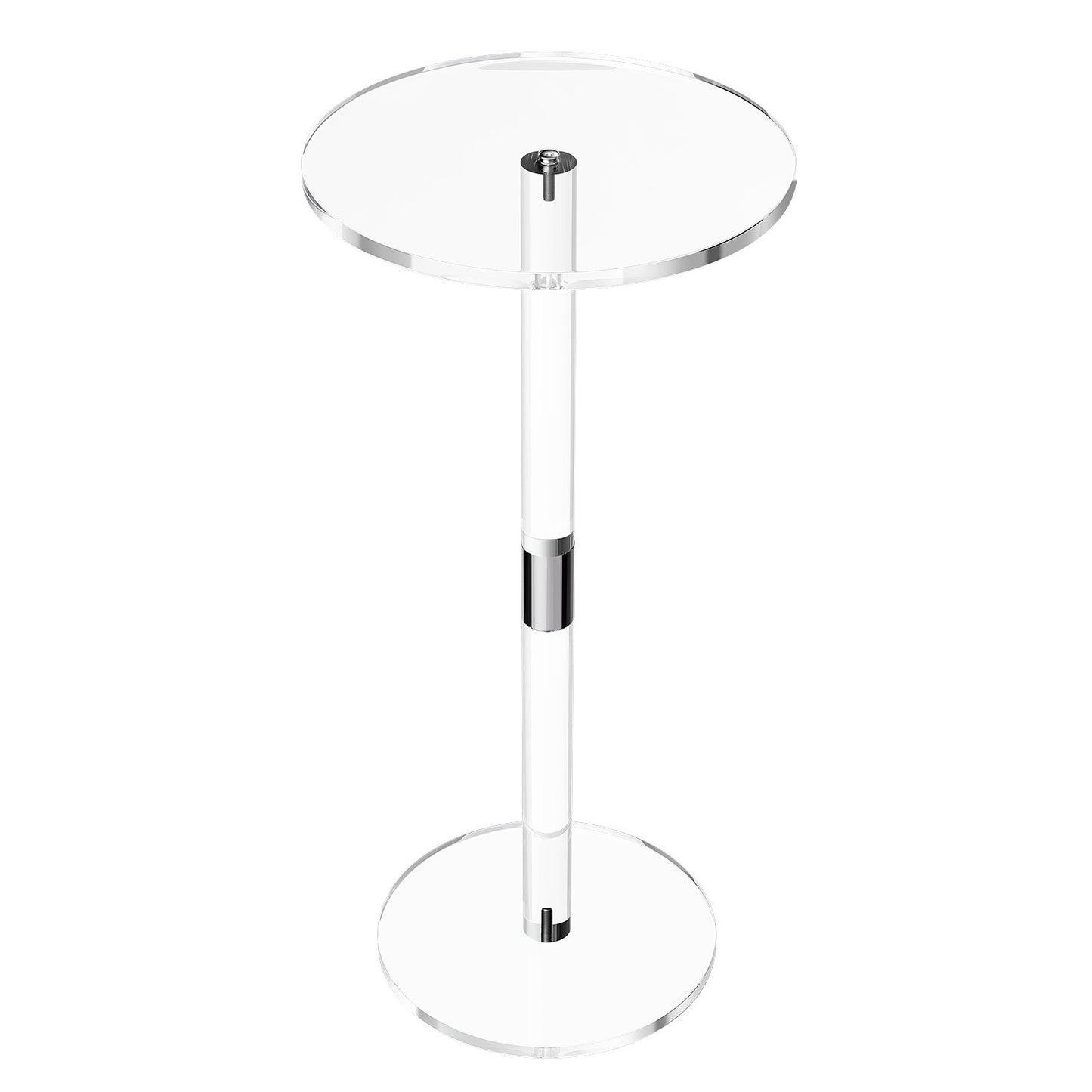 Acrylic Drink Table, Clear End Table Round Top with Solid Post, Modern Acrylic Cake Table Stand, Transparent Side Desk for Coffee, Drink, Food, Snack, Easy Assembly, 10 x 10 x 21.3 in (Clear)
