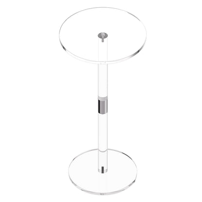 Acrylic Drink Table, Clear End Table Round Top with Solid Post, Modern Acrylic Cake Table Stand, Transparent Side Desk for Coffee, Drink, Food, Snack, Easy Assembly, 10 x 10 x 21.3 in (Clear)
