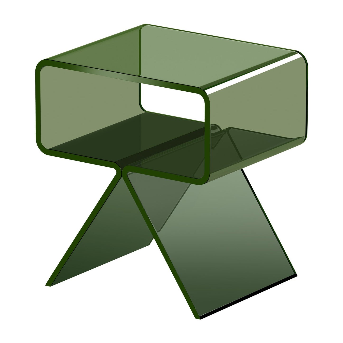 Acrylic Nightstand Side Table, Modern Clear Bedside Table with Storage Shelf, Transparent Small End Desk for Living Room, Bedroom, Home Decor, No Assembly Needed, 11.8 x 15.4 x 17 in (Green)