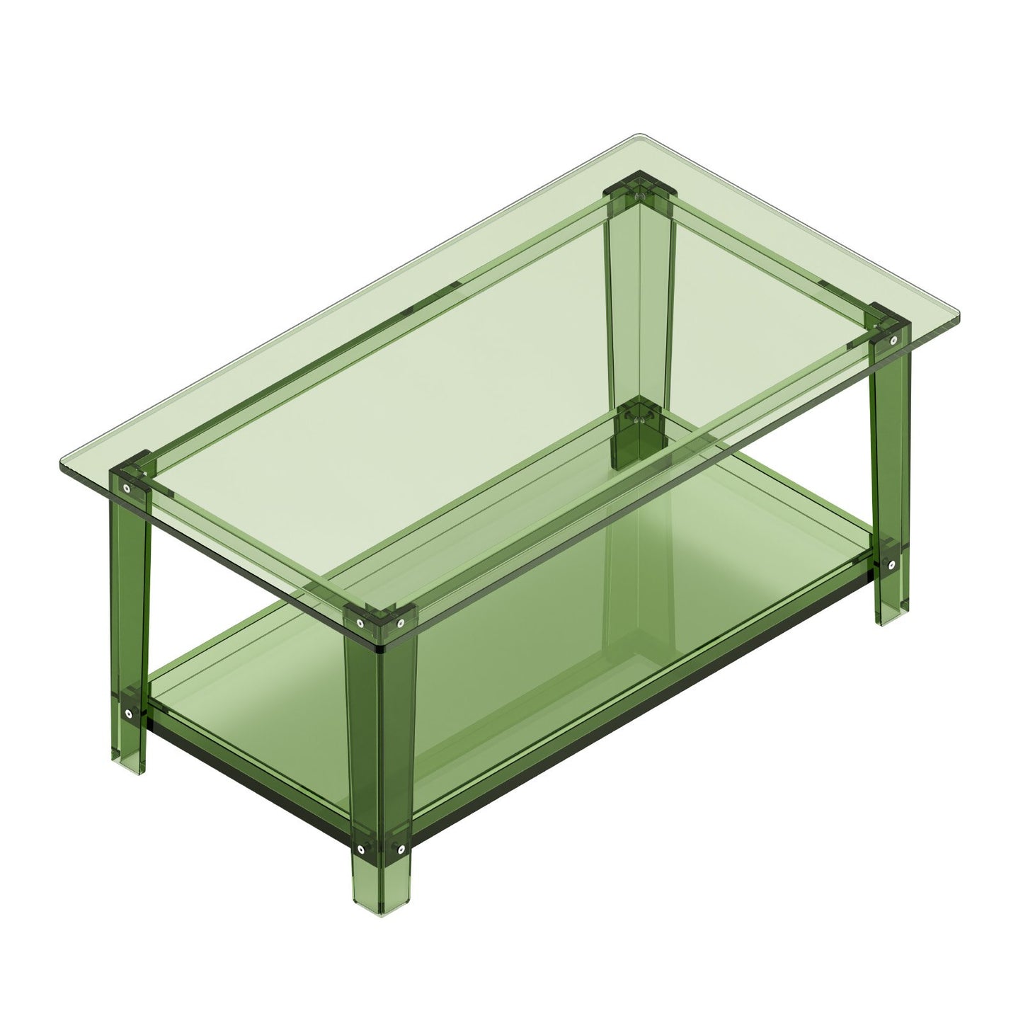 Acrylic Coffee Table, 2 Tiers Center Table with Storage Shelf, Modern Rectangle Acrylic Coffee Desk, Ideal for Dining Room, Kitchen Island, Restaurant, Office, 19.7 x 31.5 x 15.7 in (Green)