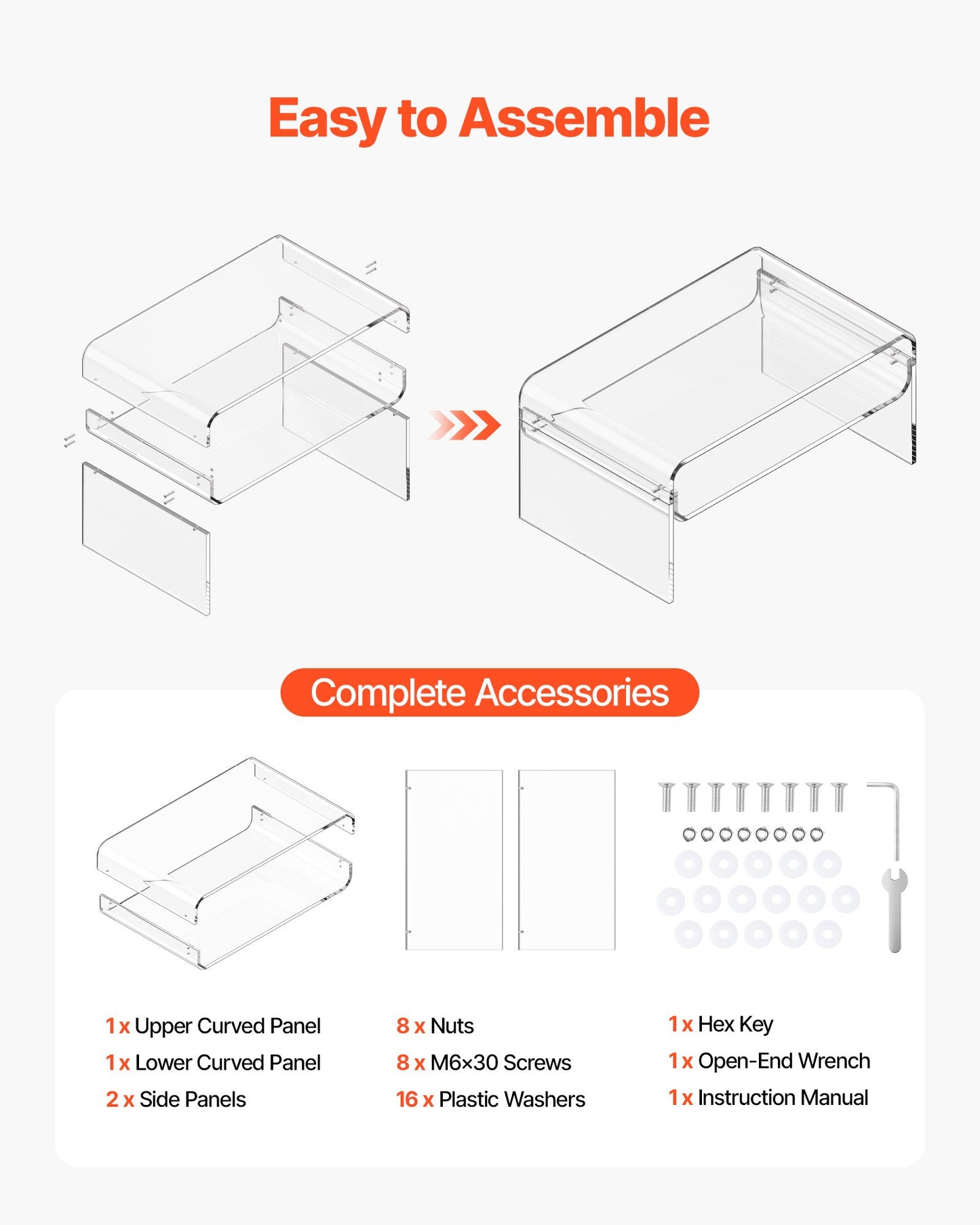 Acrylic Coffee Table, 2 Tiers Center Table with Storage Shelf, Modern Rectangle Acrylic Coffee Desk, Ideal for Dining Room, Kitchen Island, Restaurant, Office, 19.7 x 31.5 x 15 in (Clear)