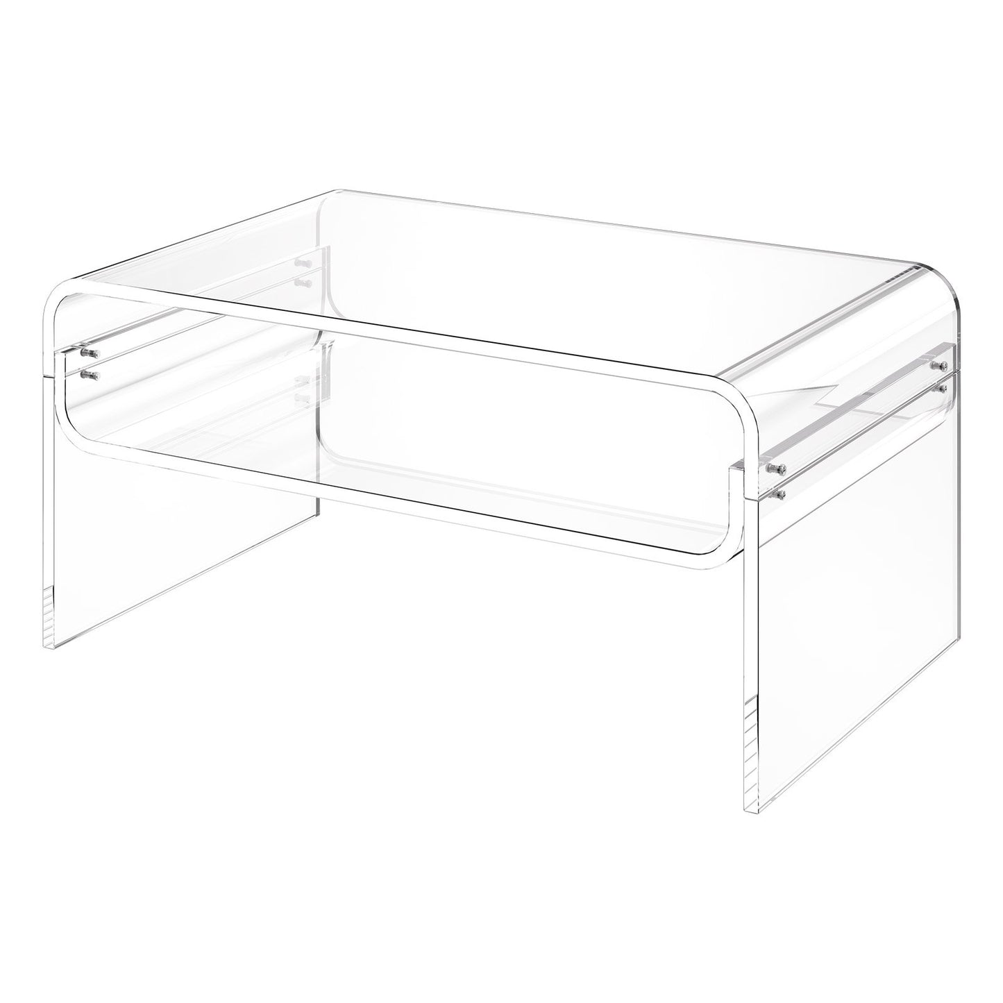 Acrylic Coffee Table, 2 Tiers Center Table with Storage Shelf, Modern Rectangle Acrylic Coffee Desk, Ideal for Dining Room, Kitchen Island, Restaurant, Office, 19.7 x 31.5 x 15 in (Clear)