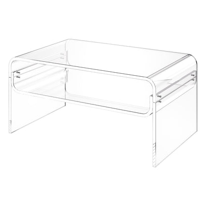 Acrylic Coffee Table, 2 Tiers Center Table with Storage Shelf, Modern Rectangle Acrylic Coffee Desk, Ideal for Dining Room, Kitchen Island, Restaurant, Office, 19.7 x 31.5 x 15 in (Clear)