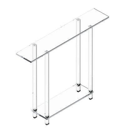 Acrylic Console Table, 2 Tiers Narrow Side Desk with Bottom Open Storage, Modern Rectangle Acrylic End Table, Transparent Entry Desk for Foyer, Hallway, Living Room, 7.6 x 39.4 x 31.5 in (Clear)
