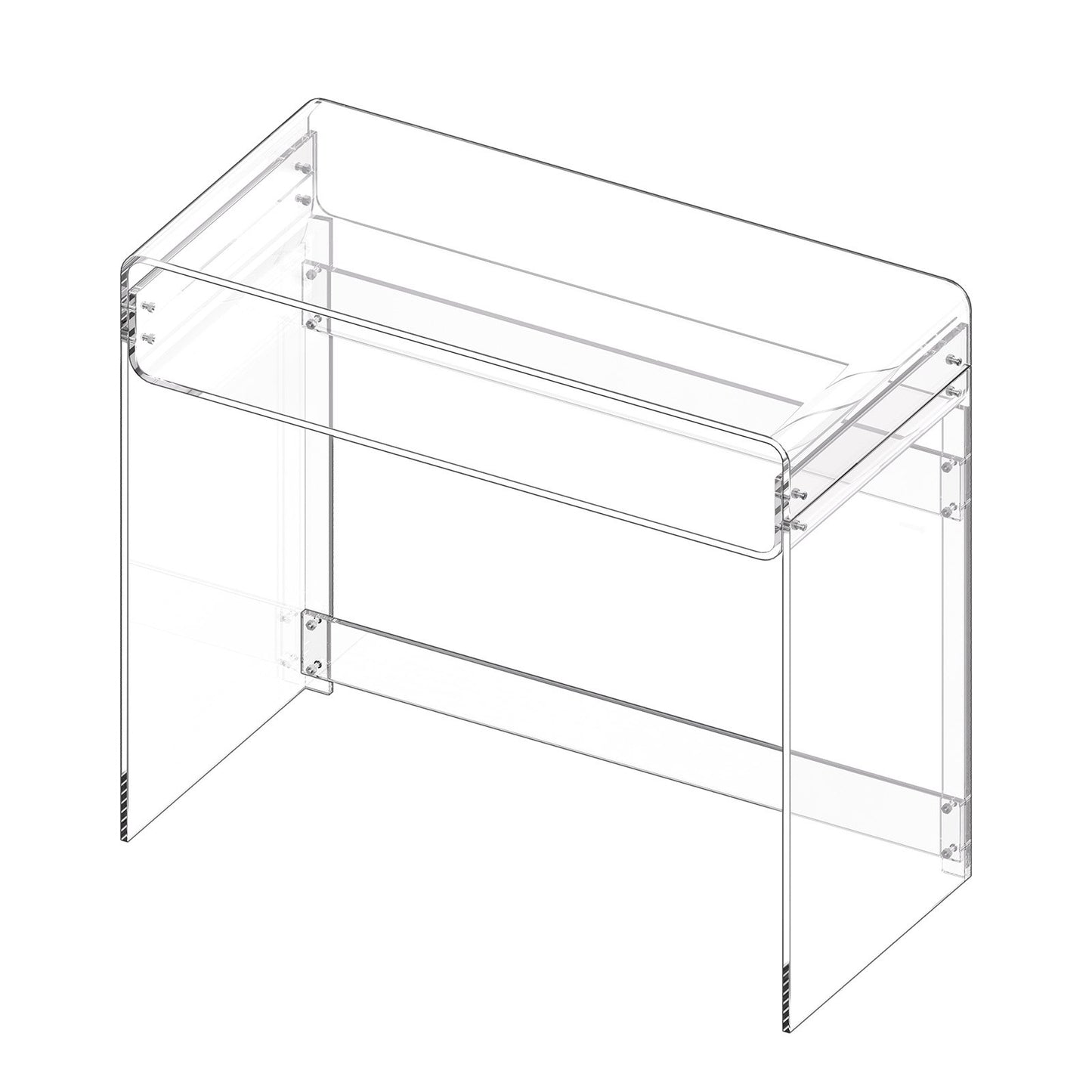 Acrylic Table, 2 Tiers Clear End Table with Storage Shelf, Modern Rectangle Acrylic Side Desk, Transparent Thick Desk Nightstand for Bedroom, Office, Living Room, 15.7 x 33.5 x 29.5 in (Clear)