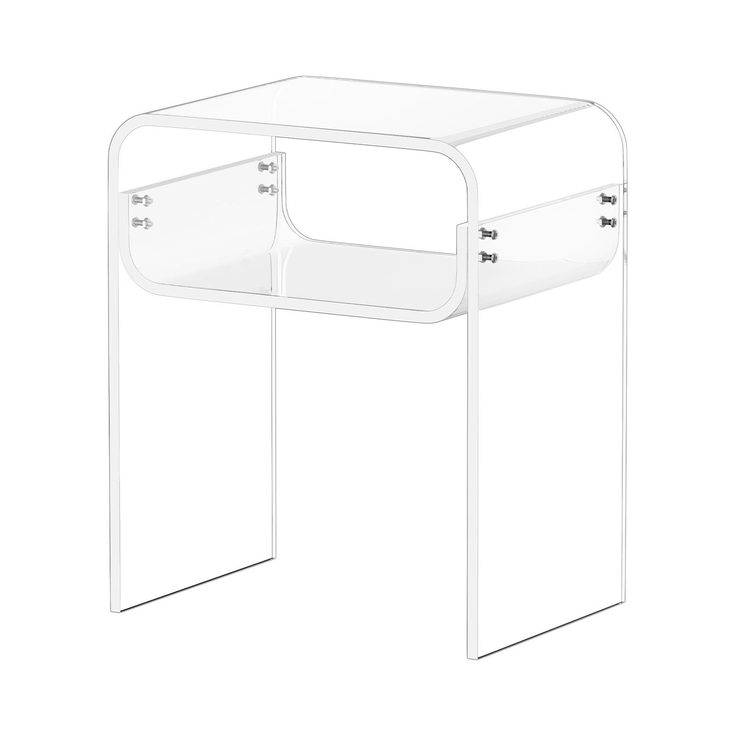Acrylic Side Table, 2 Tiers Clear Bedside Table with Storage Shelf, Modern Rectangle Acrylic End Desk, Transparent Thick Nightstand for Bedroom, Living Room, Study, 11.8 x 15.7 x 19.7 in (Clear)