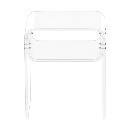 Acrylic Side Table, 2 Tiers Clear Bedside Table with Storage Shelf, Modern Rectangle Acrylic End Desk, Transparent Thick Nightstand for Bedroom, Living Room, Study, 11.8 x 15.7 x 19.7 in (Clear)