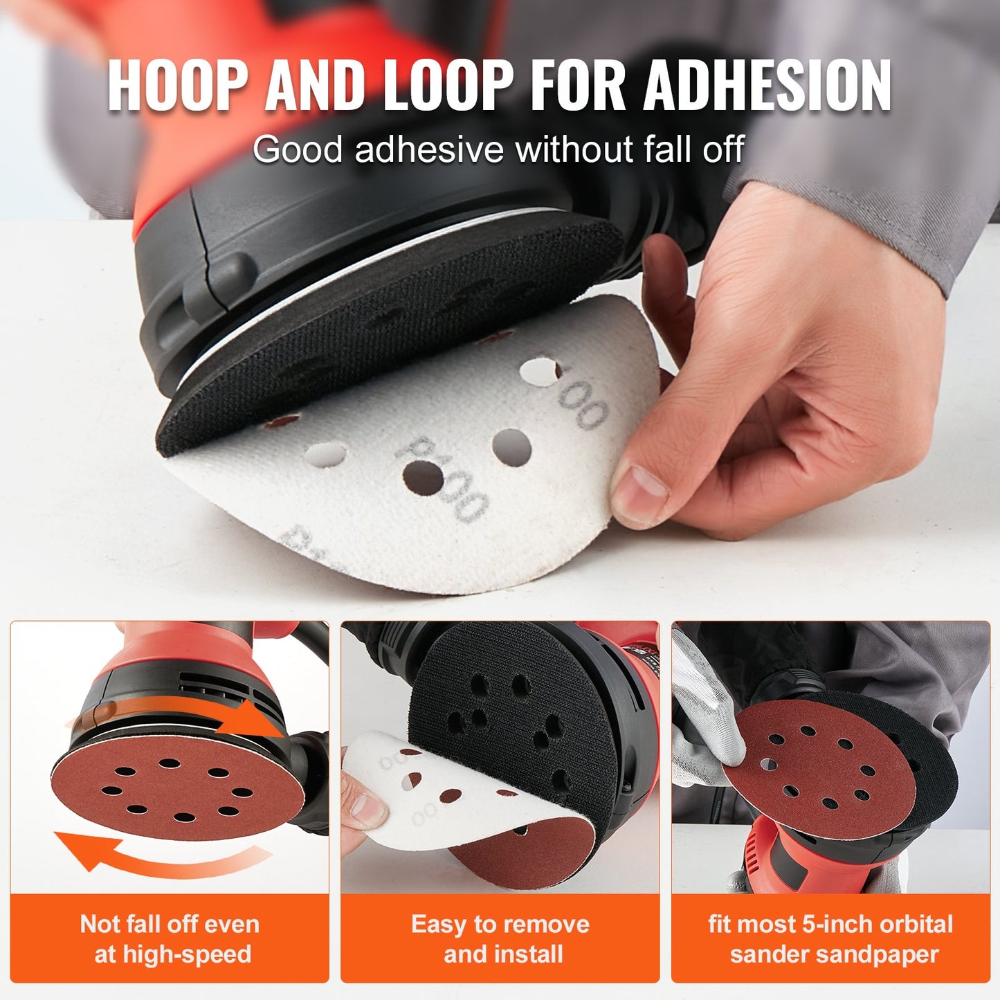 150 PCS 5 Inch Sanding Discs Set, 8-Hole Round Hook and Loop Sandpaper for Orbital Sander, 10 Grits include 60, 80, 100, 120, 150,180, 240, 320, 400, 600 Grit, for Metal, Wood, Car Sanding