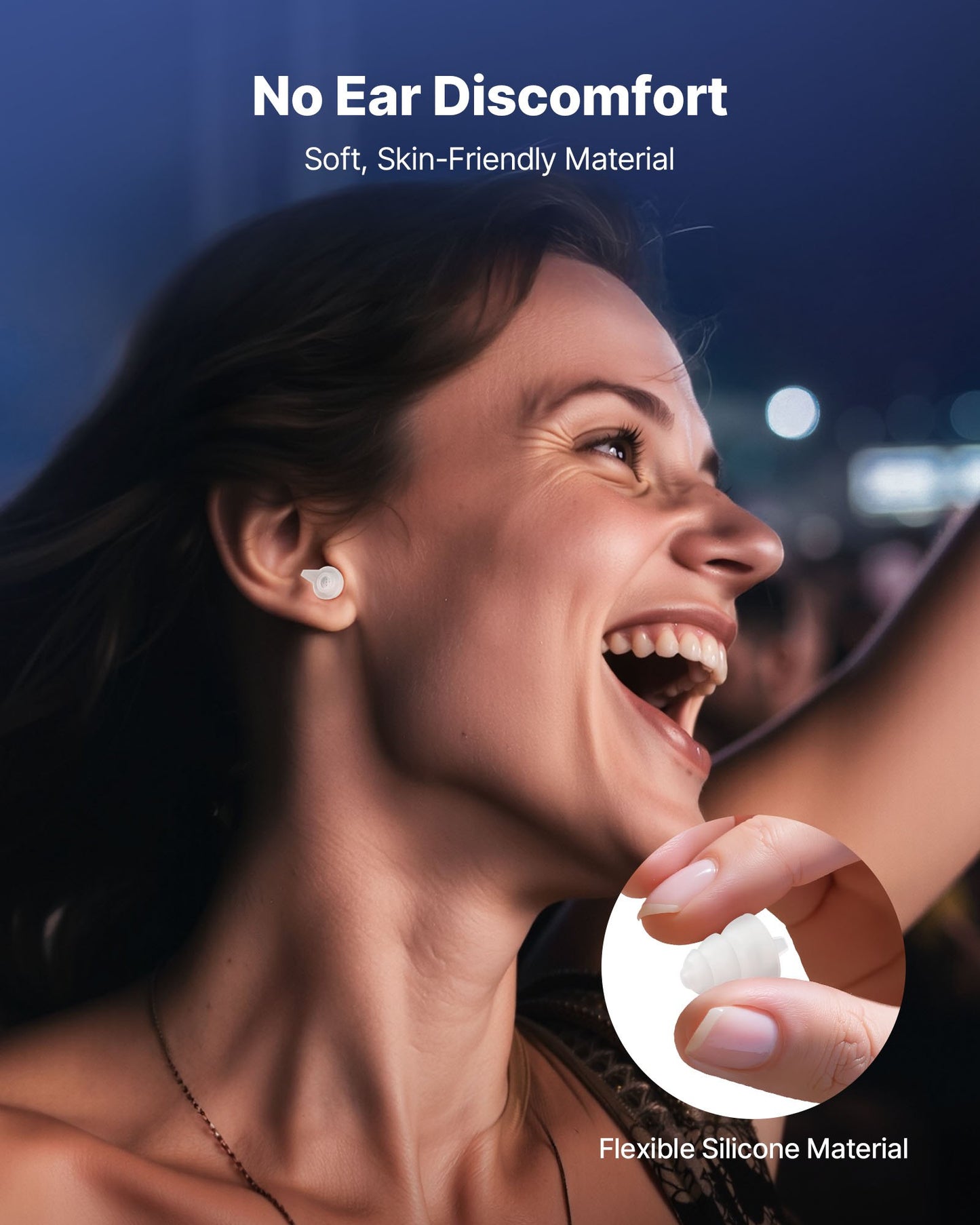 Concert Ear Plugs, 2 Pairs Reusable High Fidelity Musician Ear Plugs, SNR 27 dB High Noise Reduction Earplugs, Flexible Silicone Soft Music Ear Plugs, for Concerts, Festivals, Raves, Musicians
